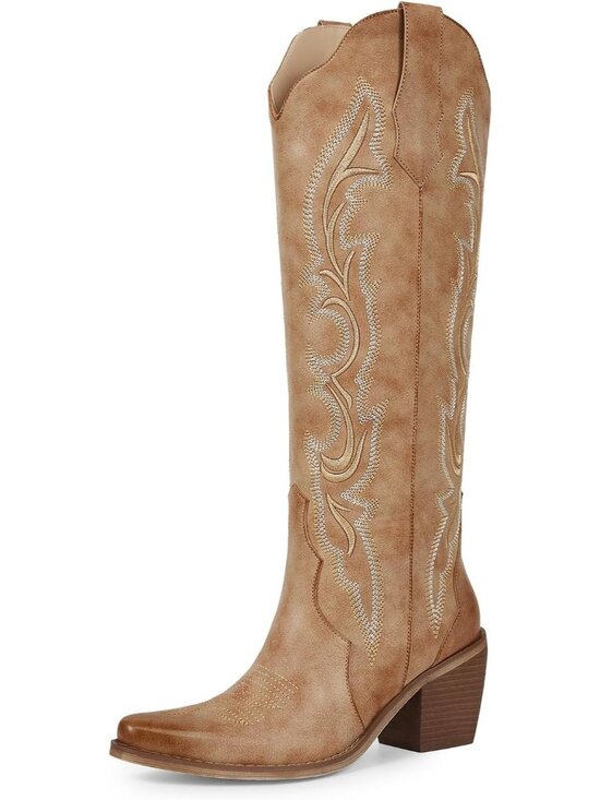 Shoes - Women's Matte Brown Comfortable Snip Toe Side Zipper Stable Chunky Heel Boots